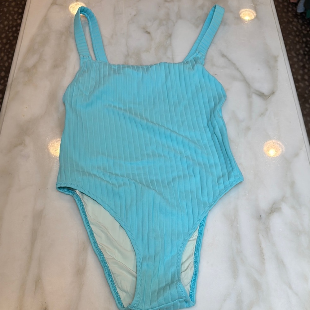 Light Blue Ribbed Swimsuit